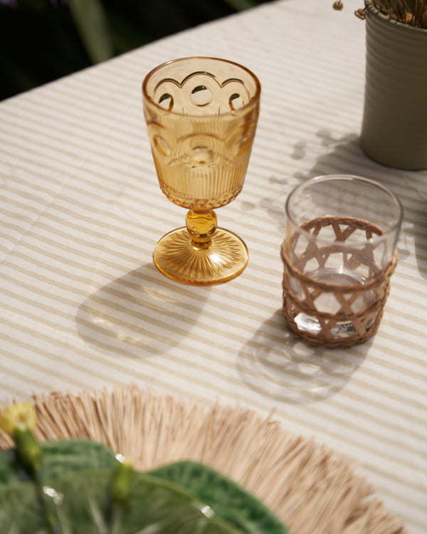 Beige Striped Tablecloth