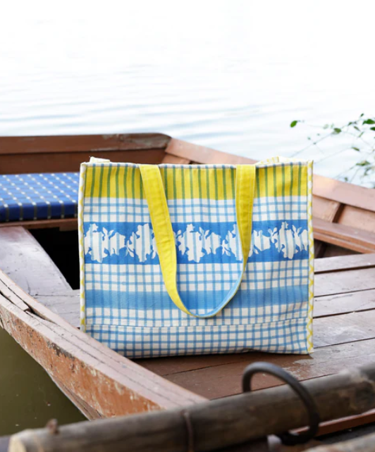 Blue Check Tote