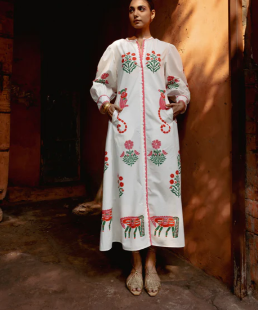 Chaupaud Shirt Dress- Pink Monkey