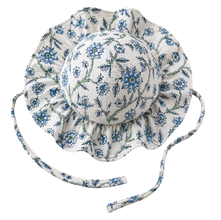 Blue Floral Sun Hat
