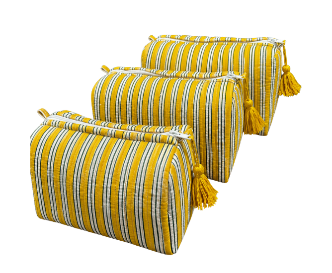 Mustard Stripe Cosmetic Case
